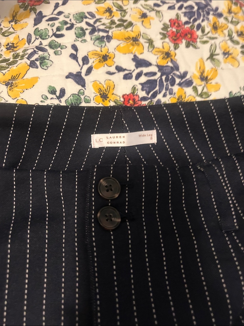 LC Lauren Conrad Navy Pinstripe Wide Leg Pants